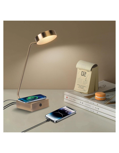 Lámpara de Escritorio LED Lianheng Dorada con Cargador Inalámbrico