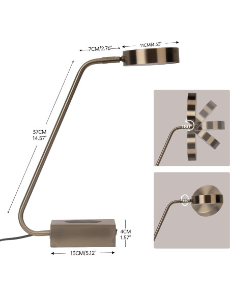 Lámpara de Escritorio LED Lianheng Dorada con Cargador Inalámbrico
