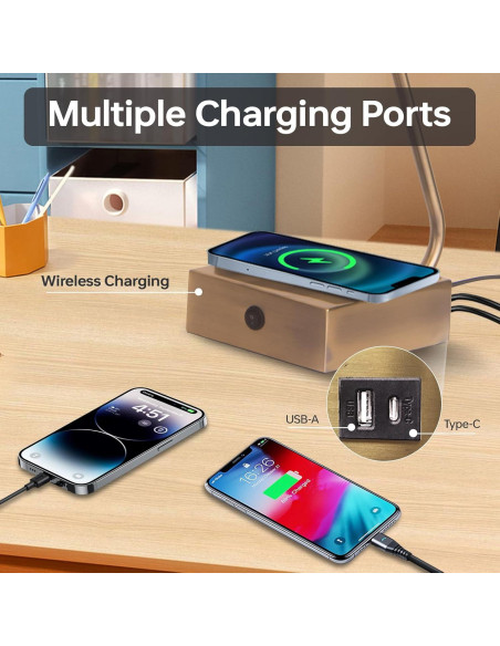 Lámpara de Escritorio LED Lianheng Dorada con Cargador Inalámbrico