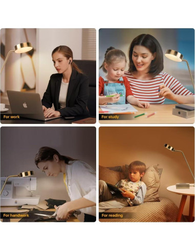 Lámpara de Escritorio LED Lianheng Dorada con Cargador Inalámbrico