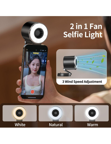 Luz de Selfie Magnética y Ventilador yAyusi 2 en 1 Negro