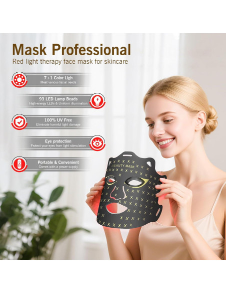 Máscara de Luz Roja LED Oritham con Control Remoto 7+1 Colores