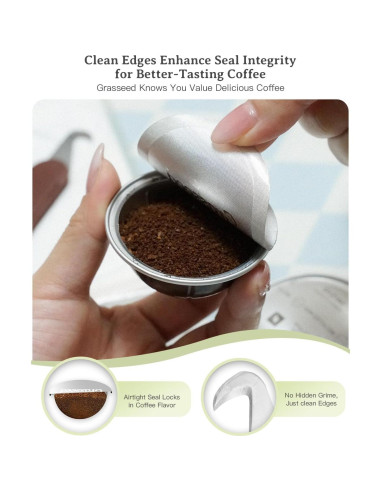 Kit de cápsulas reutilizables Grasseed Vertuo con 50 sellos