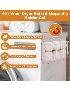 Soporte Magnético para Pelotas de Secadora JUNLYNEST - Organizador 6 Pelotas 2