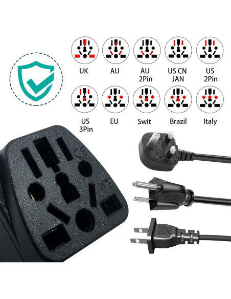 Adaptador de Enchufe de Viaje Universal XGJUCE Tipo B 2 Pcs