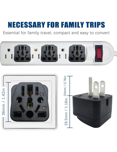 Adaptador de Enchufe de Viaje Universal XGJUCE Tipo B 2 Pcs