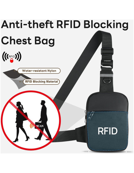 Bolso Cruzado VADOO Mini Sling Antirrobo RFID Unisex Negro