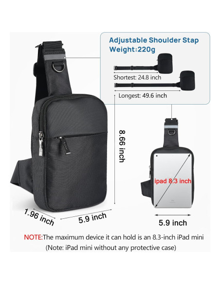 Bolso Cruzado VADOO Mini Sling Antirrobo RFID Unisex Negro