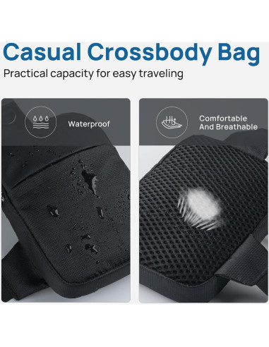 Bolso Cruzado VADOO Mini Sling Antirrobo RFID Unisex Negro