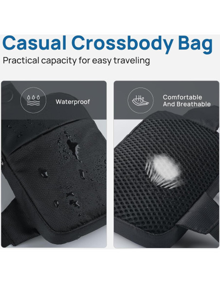 Bolso Cruzado VADOO Mini Sling Antirrobo RFID Unisex Negro