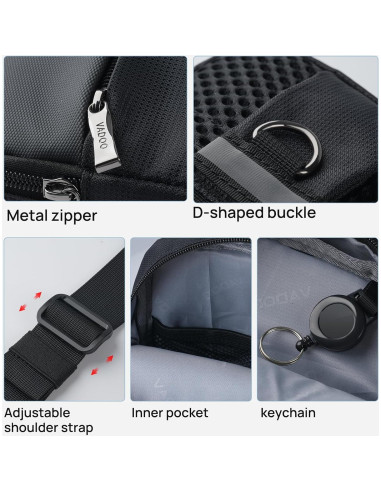 Bolso Cruzado VADOO Mini Sling Antirrobo RFID Unisex Negro