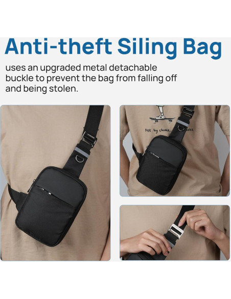 Bolso Cruzado VADOO Mini Sling Antirrobo RFID Unisex Negro