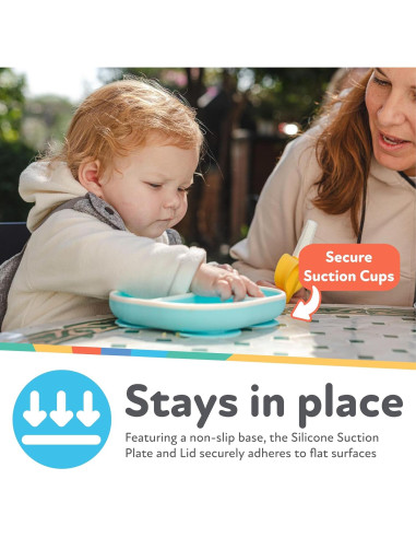 Plato de Succión Rectangular Nuby con Tapa - Silicona 6+ Meses