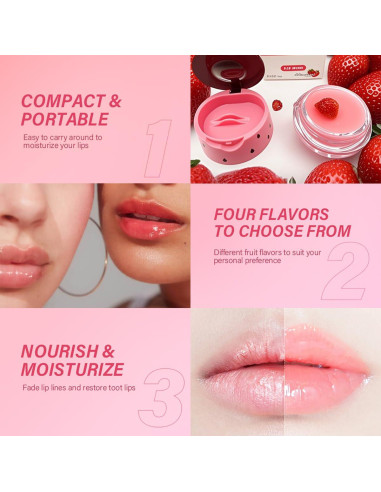 4 Máscaras Labiales de Frutas Qifylmaf - Hidratación Nocturna