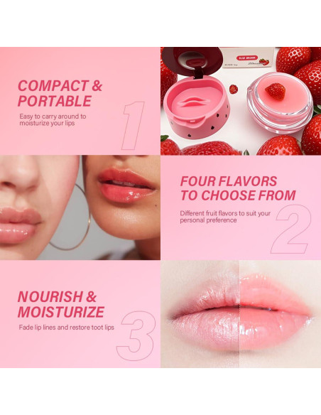 4 Máscaras Labiales de Frutas Qifylmaf - Hidratación Nocturna