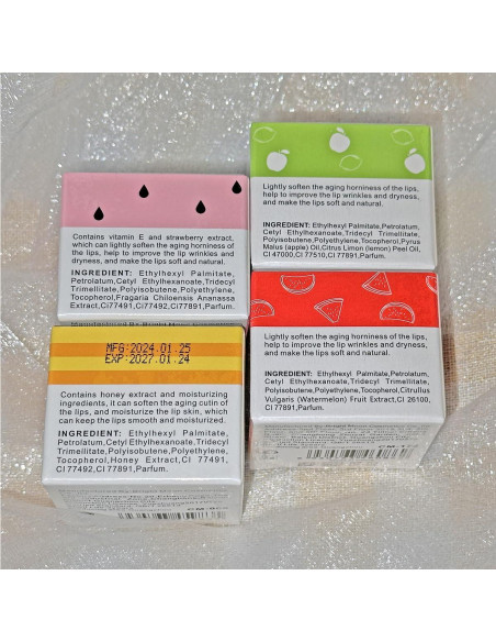 4 Máscaras Labiales de Frutas Qifylmaf - Hidratación Nocturna