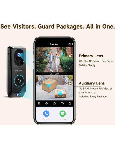 Cámara Timbre Video Inalámbrica 2K JAIOTlink con SD 64GB Cámara Timbre Video Inalámbrica 2K JAIOTlink con SD 64GB