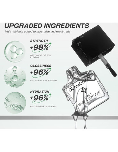 Esmalte de Uñas Base y Top Coat MRV 2 en 1 Secado Rápido