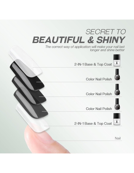 Esmalte de Uñas Base y Top Coat MRV 2 en 1 Secado Rápido