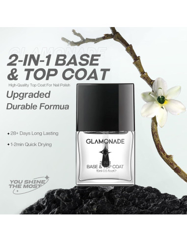 Esmalte de Uñas Base y Top Coat MRV 2 en 1 Secado Rápido