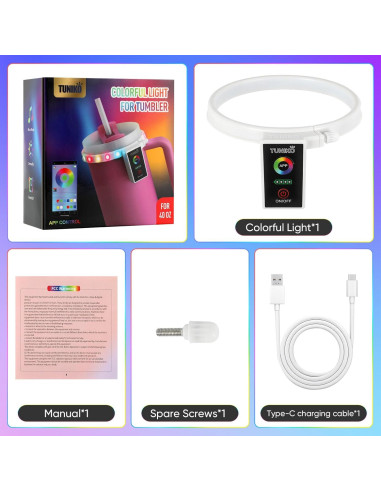 Luces LED decorativas TUNIKO para taza Stanley 40oz, control APP