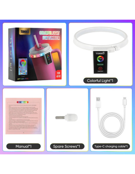 Luces LED decorativas TUNIKO para taza Stanley 40oz, control APP