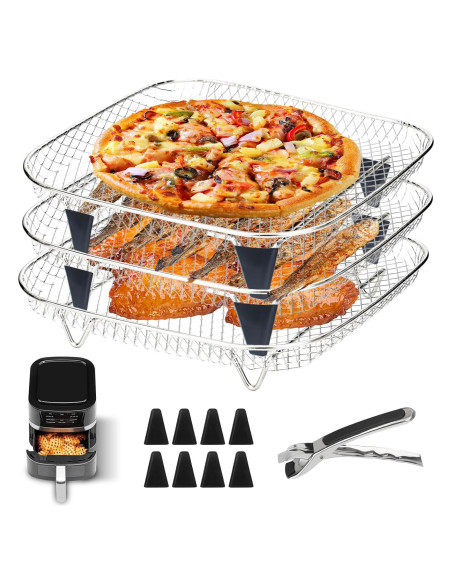 Rack Apilable de Acero Inoxidable para Freidora de Aire 21x14.5cm