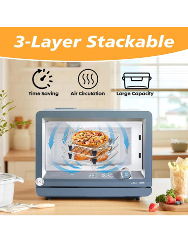 Rack Apilable de Acero Inoxidable para Freidora de Aire 21x14.5cm