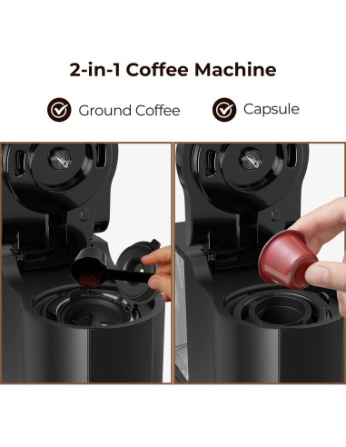 Cafetera de Goteo Havato 2 en 1 Compacta Negra 1 Taza