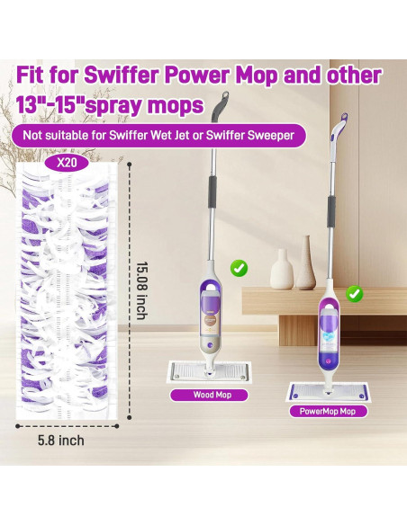 20 Almohadillas Desechables Microfibra PoTiCota para Trapeador