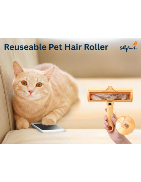 Rodillo Quitapelos Reutilizable Yixin para Mascotas Naranja - Multi-Superficie