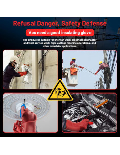 Guantes Aislantes Eléctricos Rojo 1.8mm 12kVAC/22kVDC - BL2149-A 2