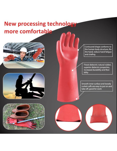 Guantes Aislantes Eléctricos Rojo 1.8mm 12kVAC/22kVDC - BL2149-A