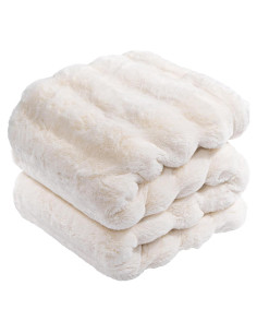 Manta de Piel Falsa Touchat 127x152 cm Blanca, Ultra Suave