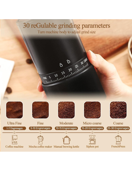 Molino de café portátil Pobugy CFT-212 recargable 30 ajustes Molino de café portátil Pobugy CFT-212 recargable 30 ajustes