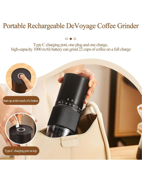 Molino de café portátil Pobugy CFT-212 recargable 30 ajustes Molino de café portátil Pobugy CFT-212 recargable 30 ajustes