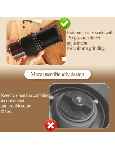 Molino de café portátil Pobugy CFT-212 recargable 30 ajustes