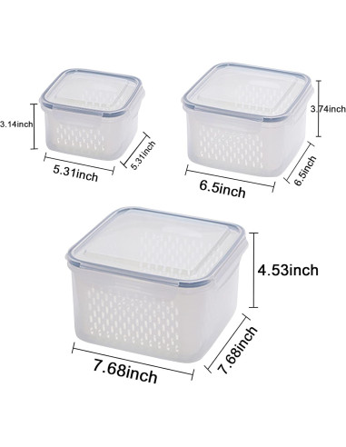 Juego de 3 Contenedores de Almacenamiento Ronanemon 0.8L a 3.1L