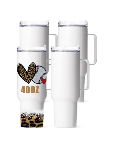 Vaso de Sublimación OFFNOVA 40oz Acero Inoxidable Blanco 4Pcs