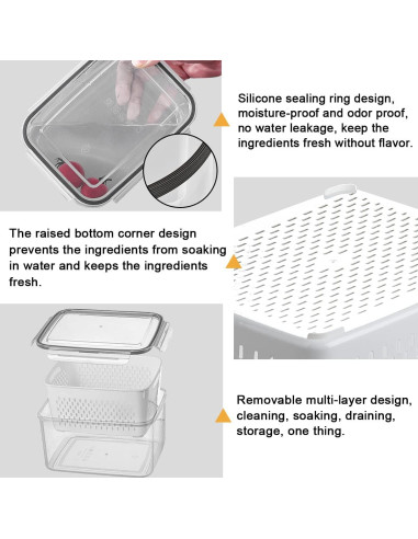 Juego de 3 Contenedores de Almacenamiento Ronanemon 0.8L a 3.1L