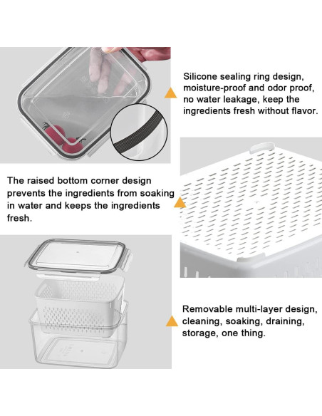 Juego de 3 Contenedores de Almacenamiento Ronanemon 0.8L a 3.1L