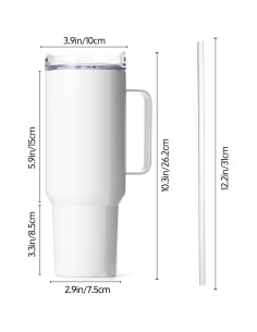 Vaso de Sublimación OFFNOVA 40oz Acero Inoxidable Blanco 4Pcs 2