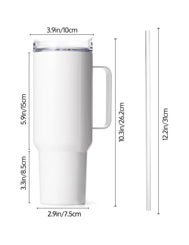 Vaso de Sublimación OFFNOVA 40oz Acero Inoxidable Blanco 4Pcs