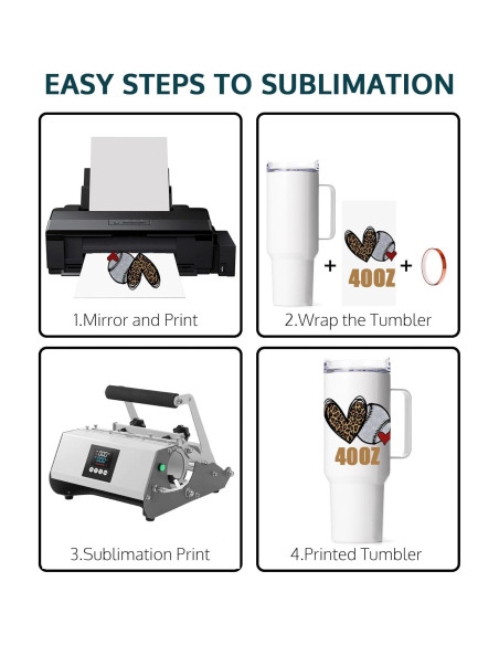 Vaso de Sublimación OFFNOVA 40oz Acero Inoxidable Blanco 4Pcs