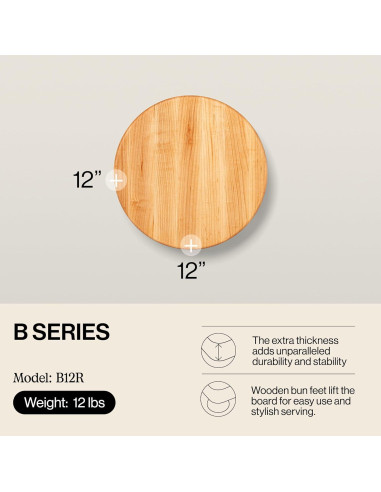 Tabla de Cortar Redonda de Madera de Arce John Boos 30.5 cm