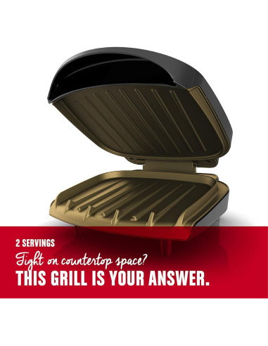 Parrilla Eléctrica George Foreman GR136B para 2 Porciones Negra