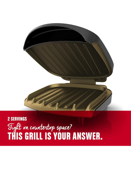 Parrilla Eléctrica George Foreman GR136B para 2 Porciones Negra