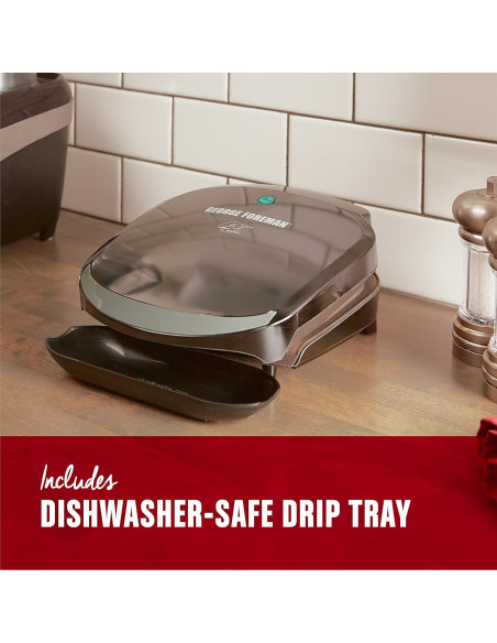 Parrilla Eléctrica George Foreman GR136B para 2 Porciones Negra