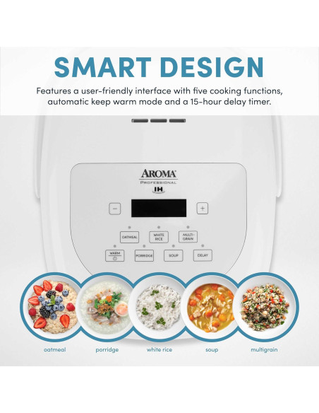 Cocedor de Arroz AROMA ARC-7604 8 Tazas Inducción 2Qt Blanco