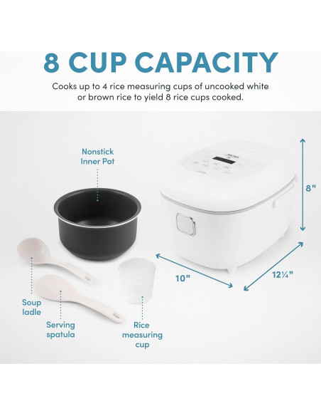 Cocedor de Arroz AROMA ARC-7604 8 Tazas Inducción 2Qt Blanco
